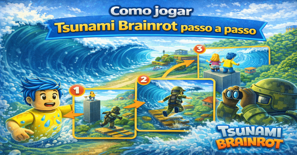Como jogar Tsunami Brainrot passo a passo